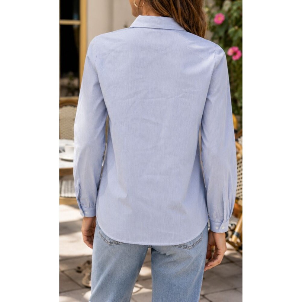 Nili Lotan Shirt Tunic Top Buttondown Ruffle Striped Printed Cotton S 288624 - Picture 2 of 6
